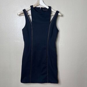 Allsaints Dress Women's 8 Black Mini Sleeveless Hand Embellished Classic